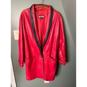 Vintage 80s Tibor Women's Red Leather Heavy Coat. Size Med.
